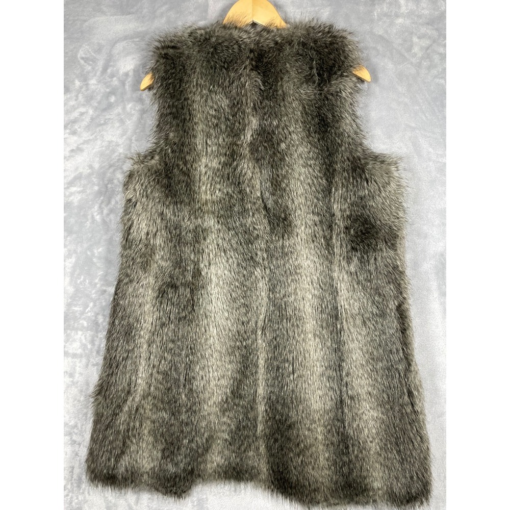Armani Exchange Womens Grey Faux Fur Longline Vest Waistcoat 6XYQ01 YNM1Z M NEW